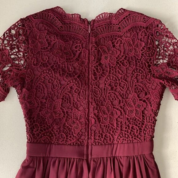 Lulus Angel in Disguise Burgundy Lace Skater Dress - Lace Mini - Small - Picture 4 of 15